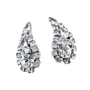 La Roco LaRoco Clear Rhinestone Icy Clip On Earrings